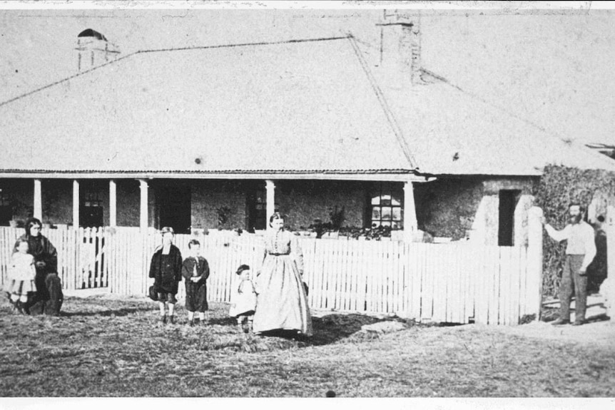 Ranger George Giles and his family 1870s outside the dairy cottage