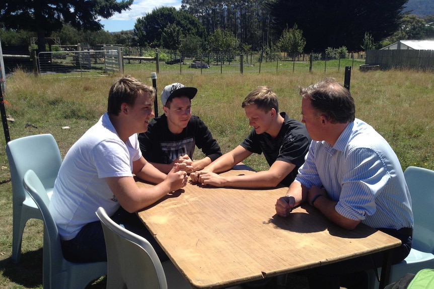 St Helens high school students with Premier Will Hodgman