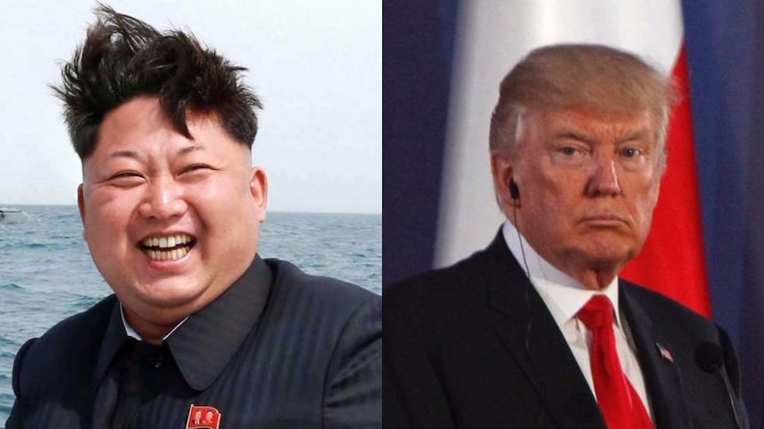 A composite photo of Kim Jong-un and Donald Trump.