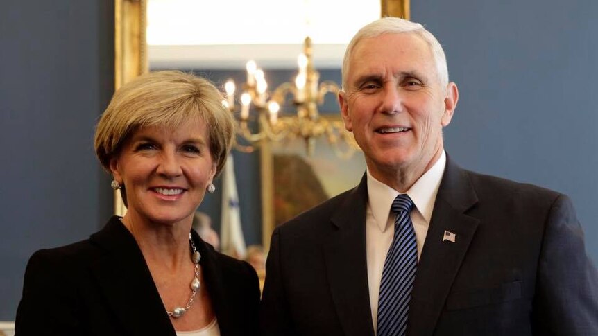 Julie Bishop and Vice-President Mike Pence meet in the white house