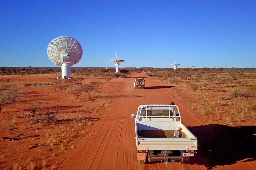 Large white antennas in the WA outback