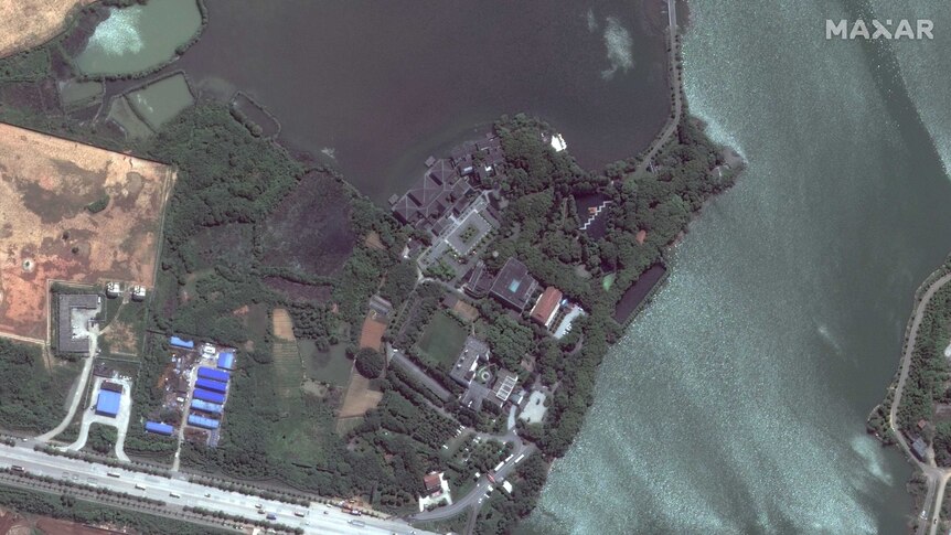 The Huoshenshan facility in Wuhan is seen from satellite prior to the coronavirus outbreak.