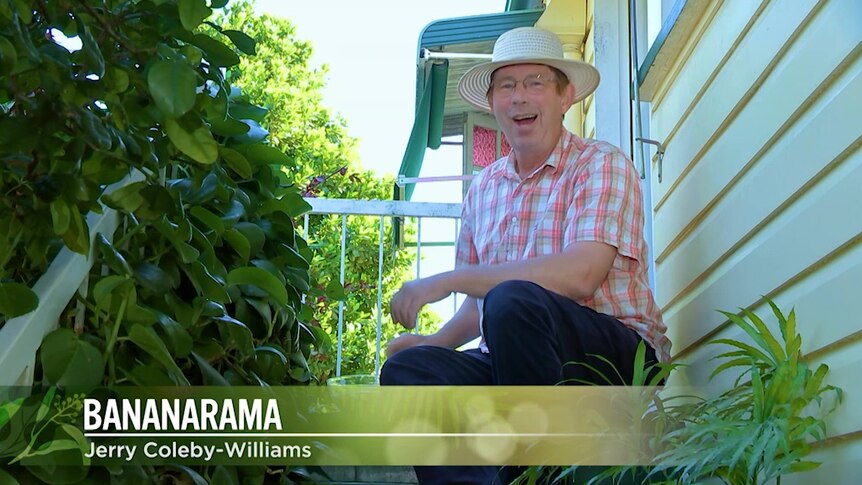 Gardening Australia Jerry Coleby-Williams with "Bananarama" on screen illustrating our Gardening Australia episode recap.