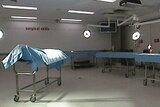 Surgical beds in medical school theatre.
