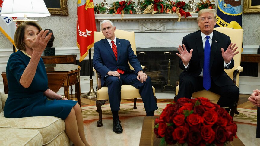 Donald Trump argues with Nancy Pelosi in the White House.