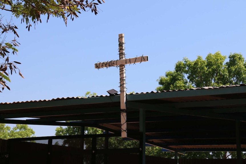 Cross above Manyallaluk church