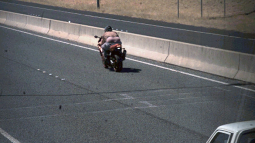 The first motorcyclist clocked at over 240 km/h on the Tuggeranong Parkway.