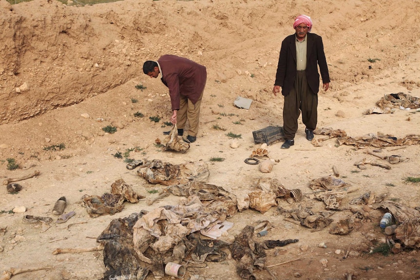 Mass grave uncovered near Sinjar in northern Iraq