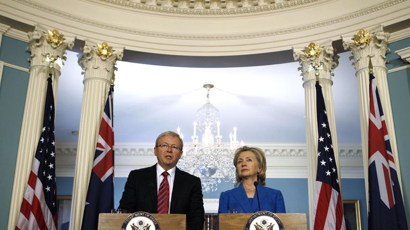 US secretary of state Hillary Clinton and Foreign Minister Kevin Rudd