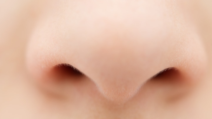 Close up of a person's nose