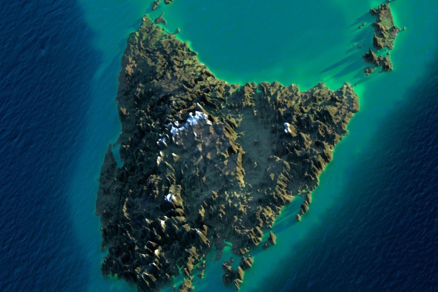 Artist's impression of Tasmanian terrain.