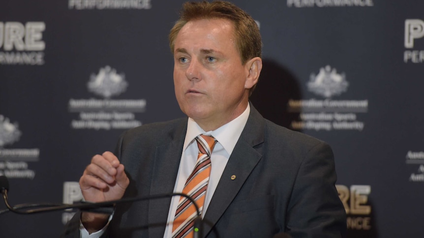 ASADA chief Ben McDevitt speaks to the media on April 1, 2015.