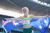 Australia's Isis Holt celebrates her Paralympic silver medal in 100m T35 final on day seven in Rio.