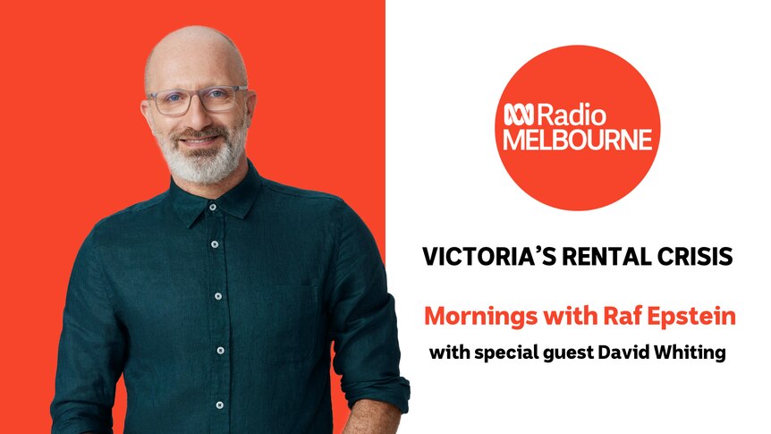 Raf Epstein on the left, with the event title "Victoria's Rental Crisis" on the right