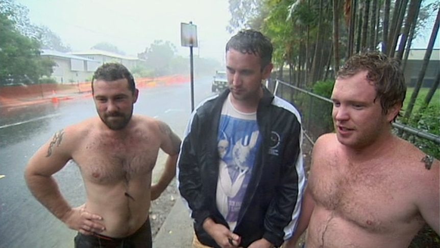Rockhampton residents Aaron, Justin and Tim spoke with the ABC about their flood preparations.
