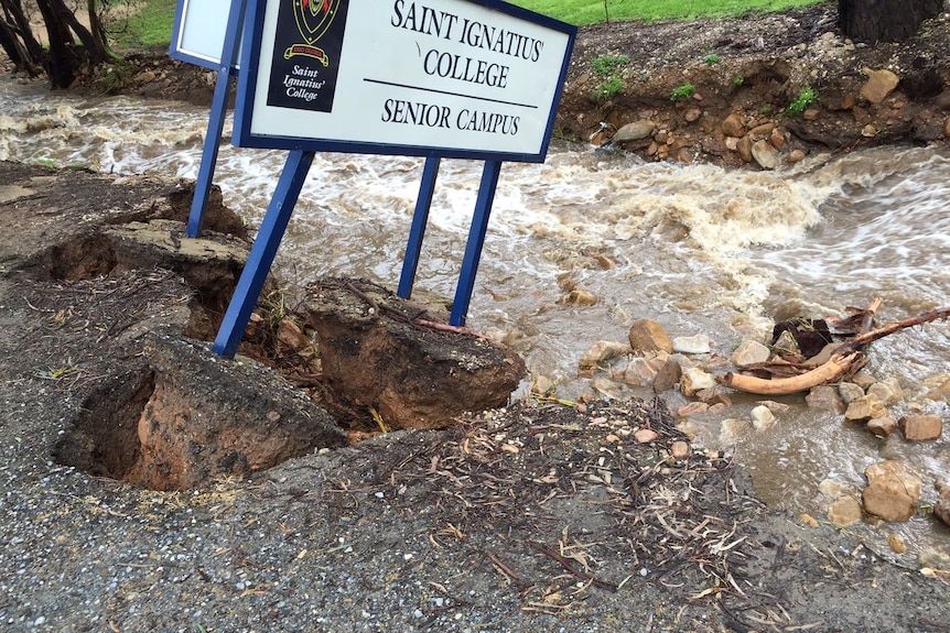 Floodwaters near Saint Ignatius College