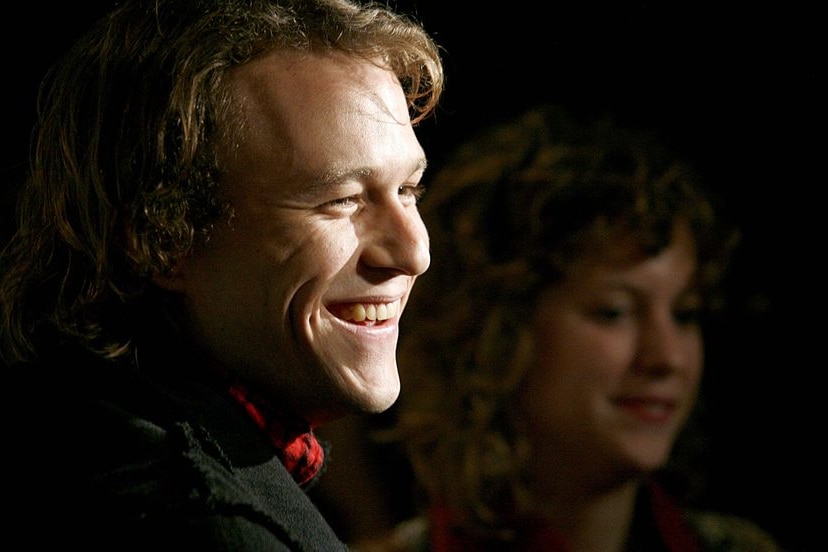Heath Ledger smiles in a photograph of him at the premiere of the film Candy.