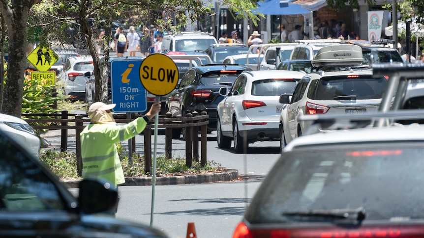 cars queued up in traffic