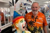 Greg Jerkin from Footbridge Mini Golf and Ice Cream Shack smiling in shop.