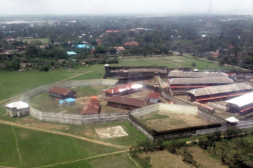 An aerial shot of Sittwe prison in Myanmar's Rakhine State.