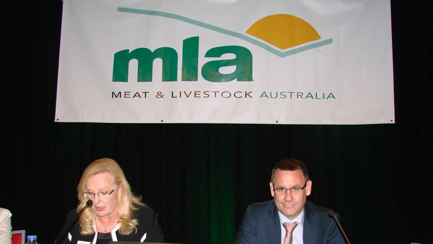 Meat and Livestock Australia Chair Dr Michelle Allen and Managing Director Richard Norton at the MLA AGM 2014 in Sydney