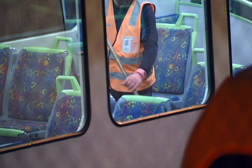Train cleaners at work in Melbourne