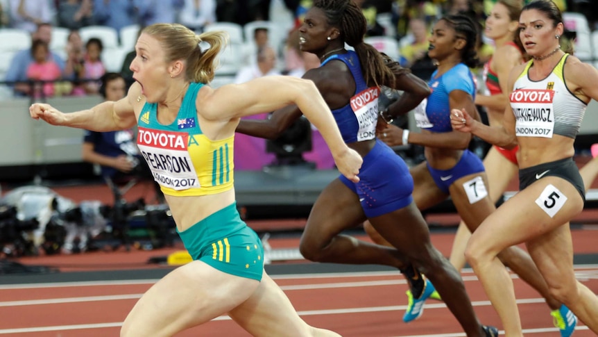 Pearson wins gold in the women's 100 metre hurdles final at the World Athletics Championships in London last year.