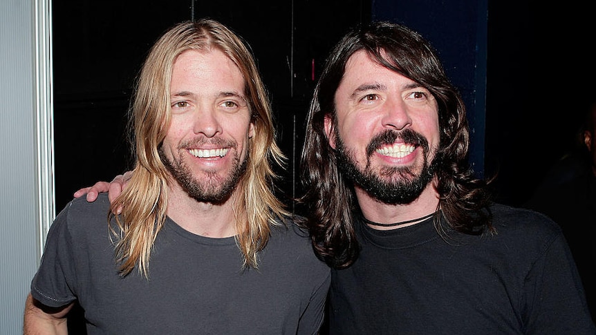 The Foo Fighters lead singer and guitarist, Dave Grohl, with drummer, Taylor Hawkins.