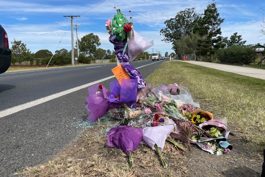 Flowers and tributes on the side of the road
