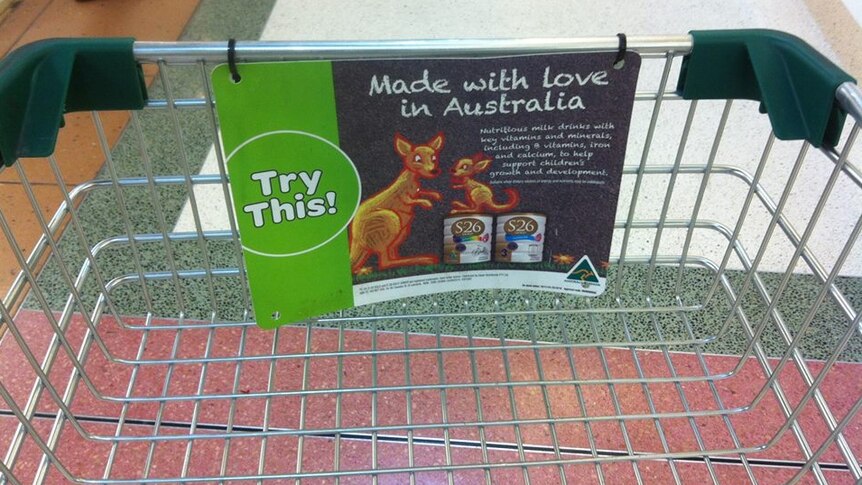 A shopping trolley suggests customers try formula.