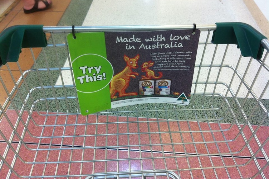 A shopping trolley suggests customers try formula.