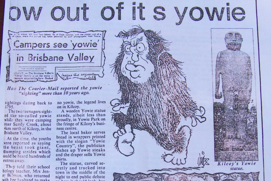 Newspaper cut out about the Kilcoy yowie sighting in 1979.