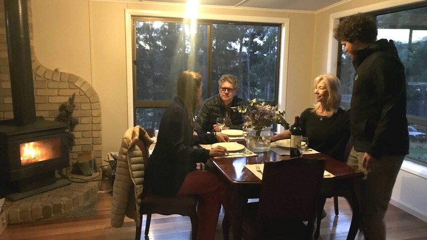 Benjamin and Victoria O'Sullivan having dinner with Victoria's parents.