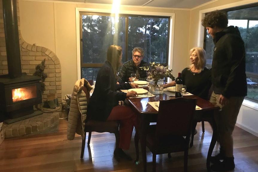 Benjamin and Victoria O'Sullivan having dinner with Victoria's parents.