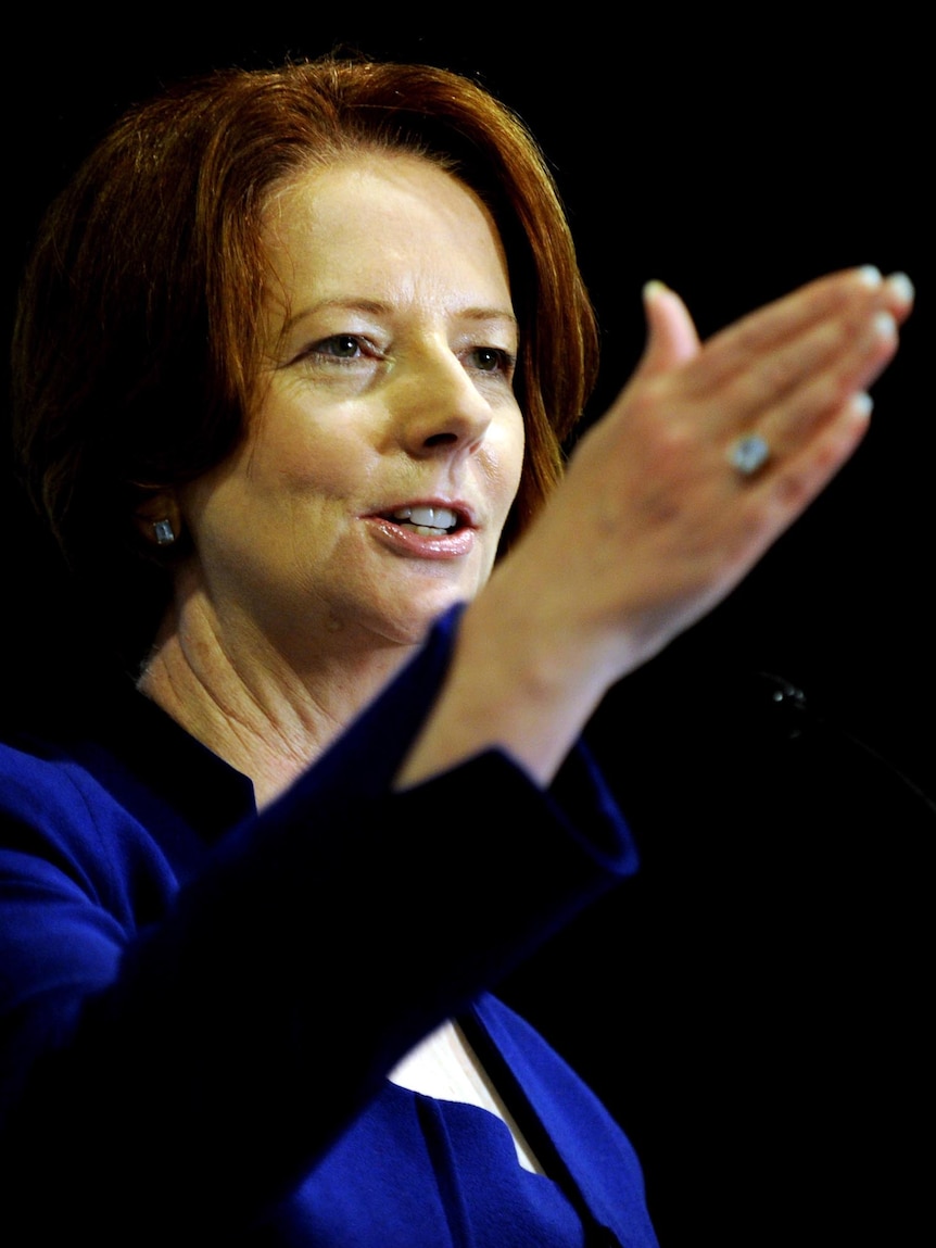 Julia Gillard speaks at a community cabinet meeting at Macarthur Girls High School.