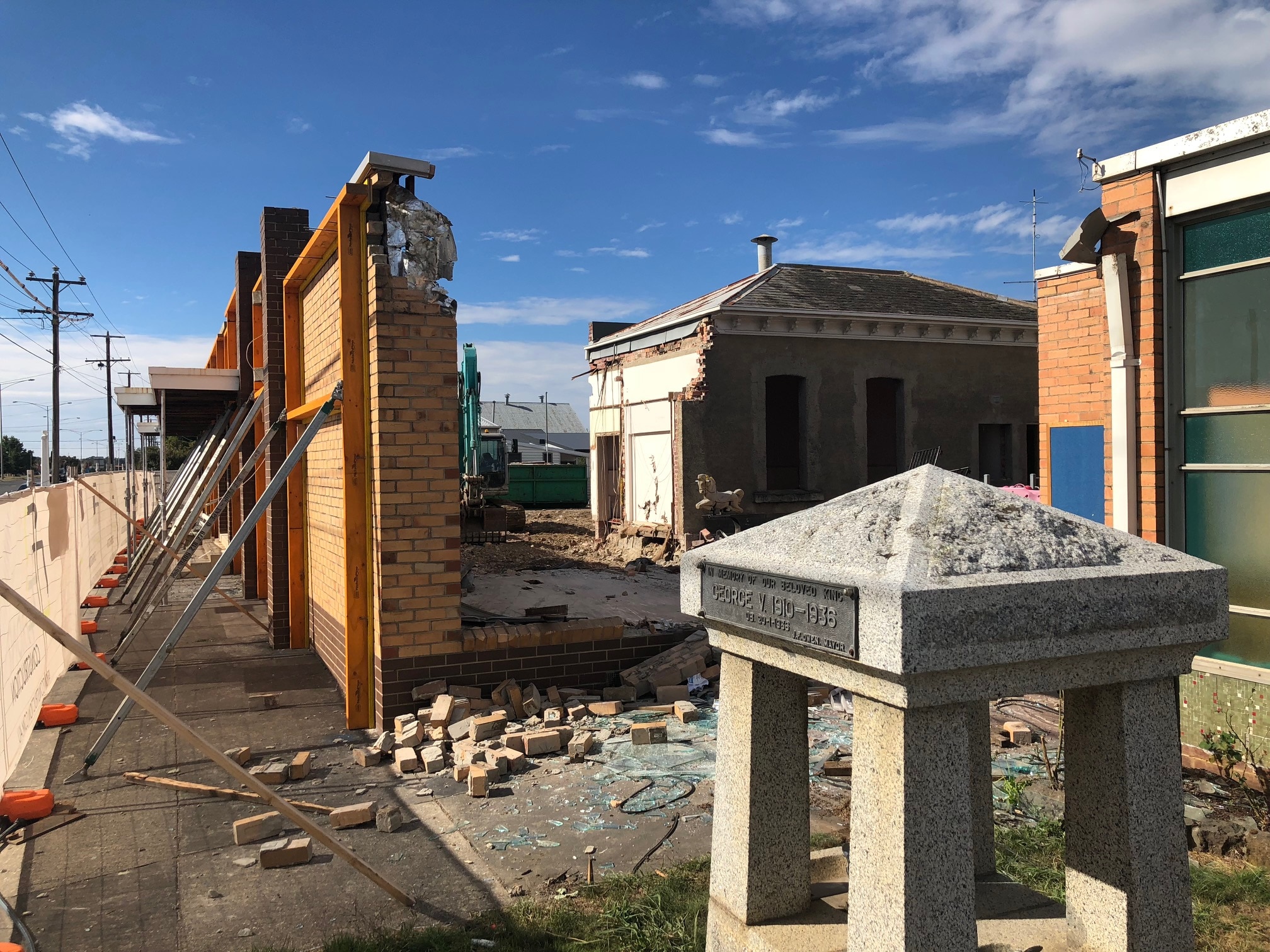 A building construction site. 