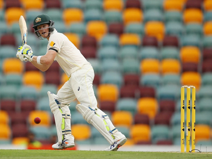 Steve Smith of Australia bats during day two of the 2nd Test match between Australia and India at The Gabba