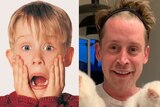 A composite image of Macaulay Culkin as a child in Home Alone and as an adult.