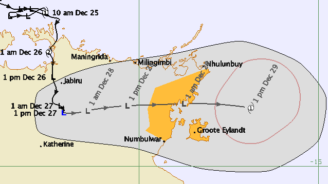 Tracking map of ex-tropical cyclone Grant
