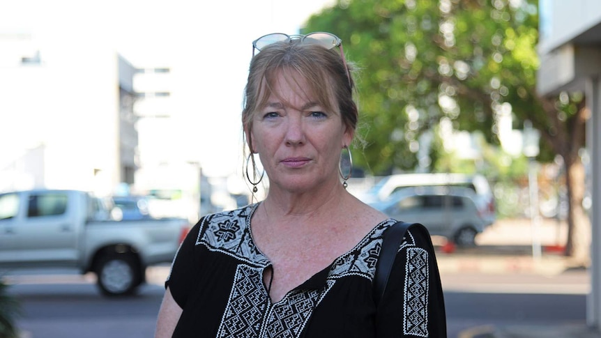 A photo of Maningrida resident Carol Forde standing in the street in Darwin.