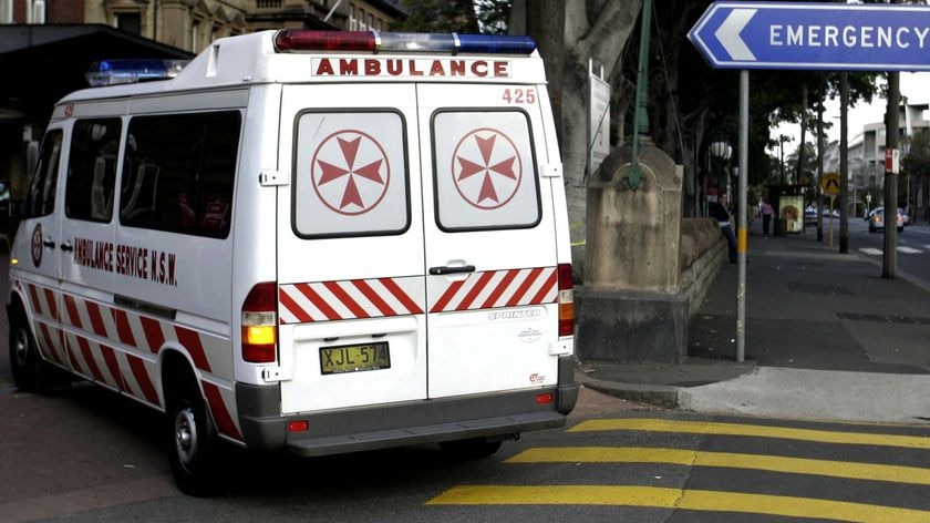 An ambulance enters Royal Prince Alfred Hospital