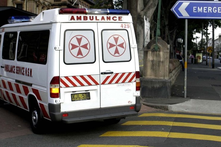 An ambulance enters Royal Prince Alfred Hospital