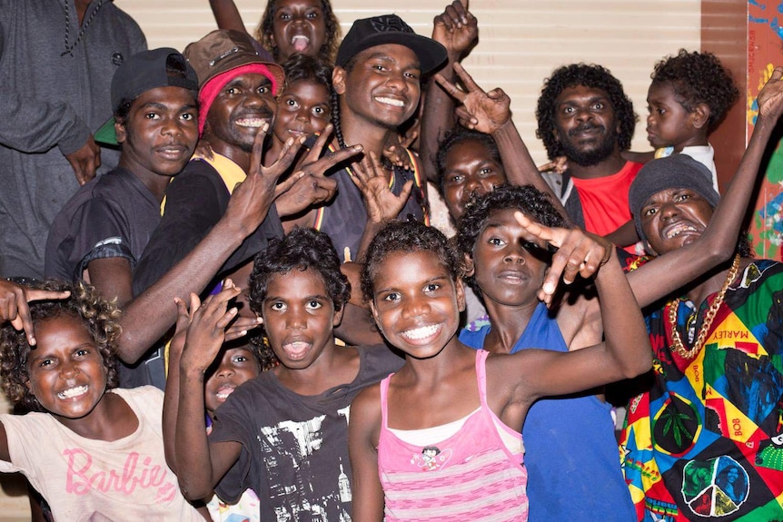 Danzel Baker with family and friends in Milingimbi