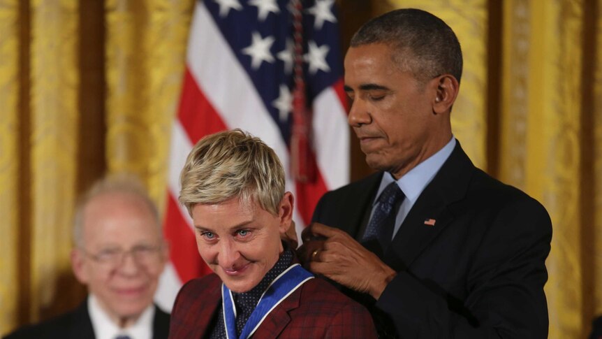 Barack Obama Chokes Up While Presenting Ellen Degeneres With 