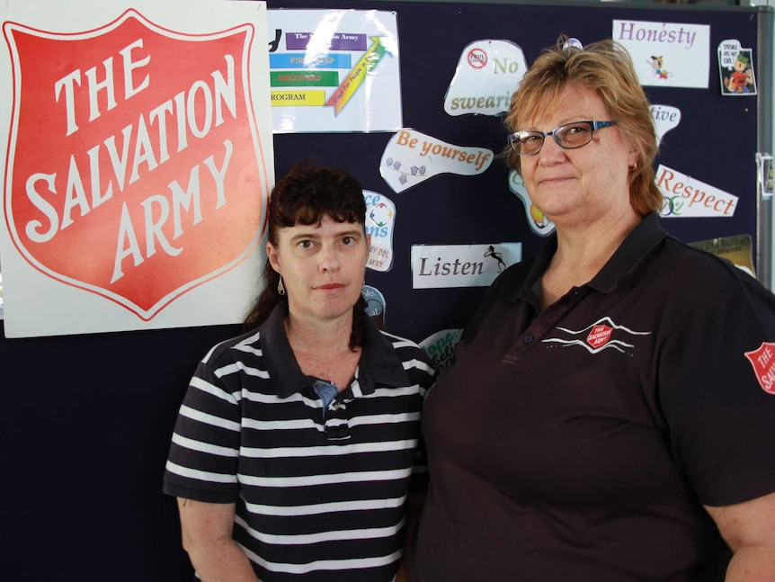 Pauline Wykes and Jenny Wayman in the Salvation Army offices in Rockhampton