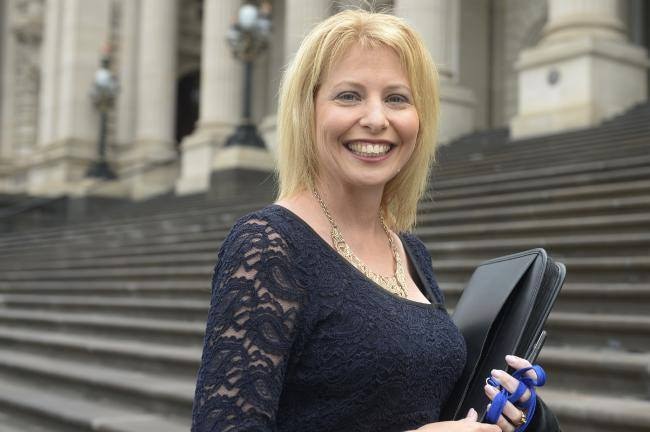 Rachel Carling-Jenkins on the steps of Parliament.