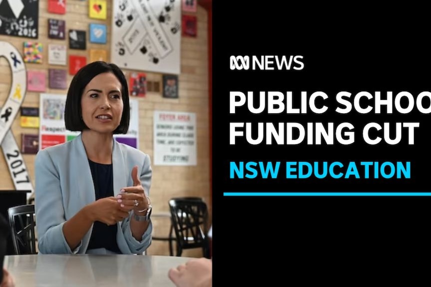 Public School Funding Cut, NSW Education: NSW Education Minister Prue Car sitting in a classroom.