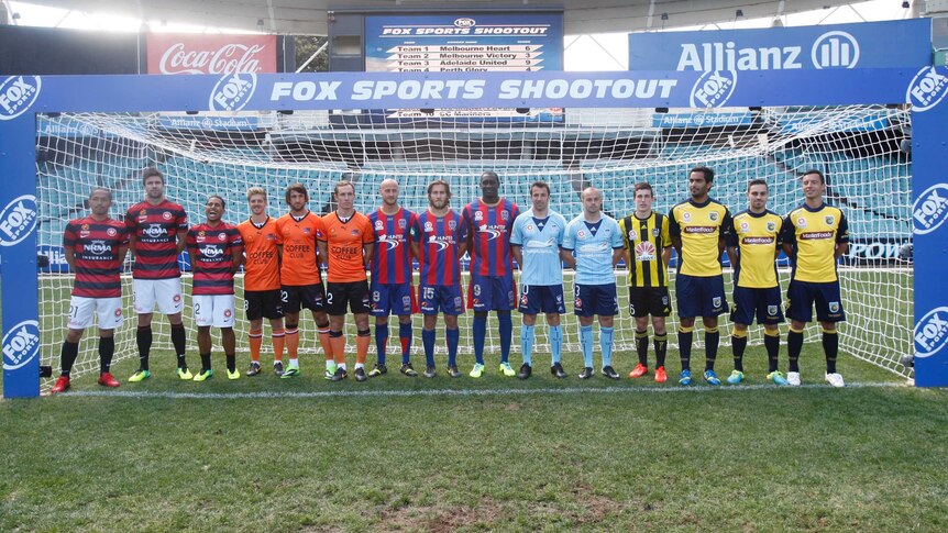 Players pose at 2013 A-League season launch