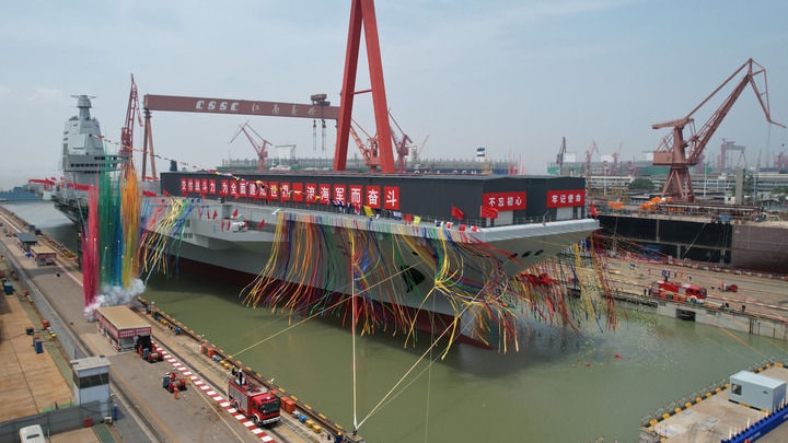 An image of the Fujian warship 