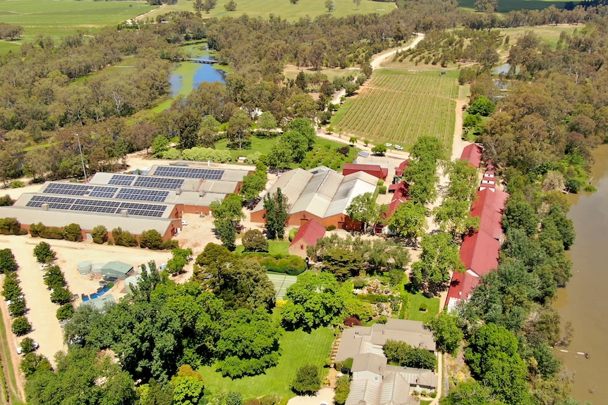 A winery as seen from above.